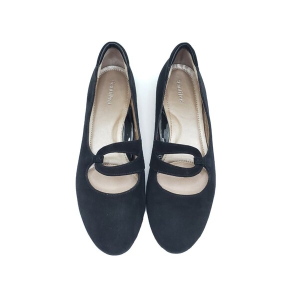 BeautiFeel Aline Women’s Mary Jane Flats Black Nubuck Leather Size 39 US 8-8.5 - Picture 4 of 10